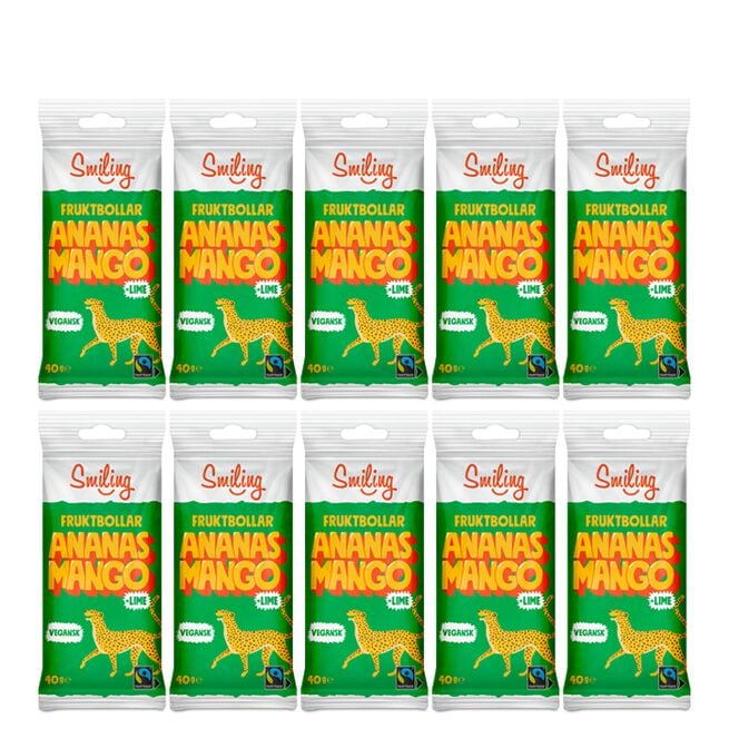 Smiling 10 x Smiling Fruktbollar Mango/Ananas/Lime, 40 g