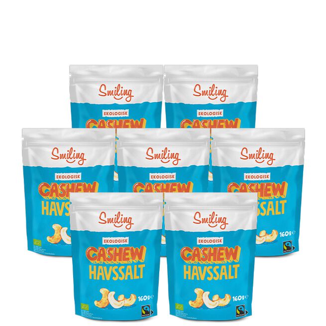 Smiling 7 x Naturgodis Cashewnötter 160 g