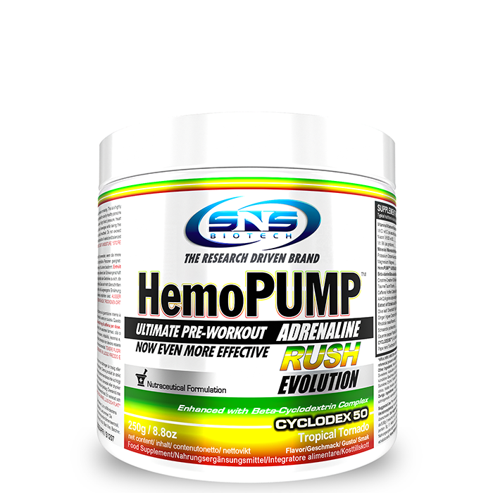 SNS Biotech HemoPUMP Adrenaline Rush PWO 250 g Tropical Tornado