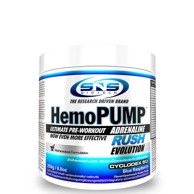 SNS Biotech HemoPUMP Adrenaline Rush PWO 250 g Blue Raspberry