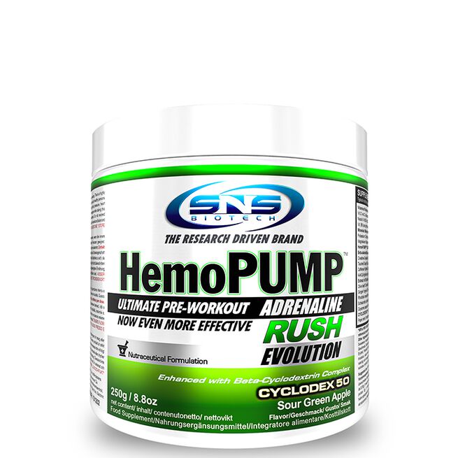 SNS Biotech HemoPUMP Adrenaline Rush PWO 250 g Green Apple