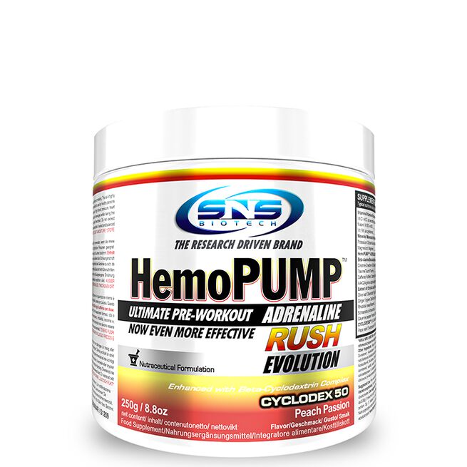 SNS Biotech HemoPUMP Adrenaline Rush PWO 250 g Peach Passion