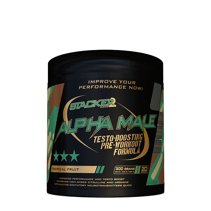 STACKER2 Europe Alpha Male, 300 g, Testo Boosting Pre-Workout Tropical Fruit