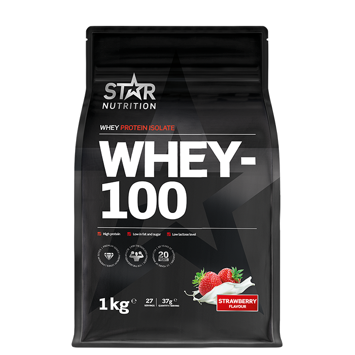 Star Nutrition Whey-100 Vassleprotein 1 kg Jordgubb