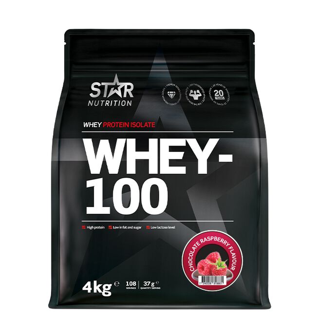 Star Nutrition Whey-100 Vassleprotein 4 kg Chocolate Raspberry