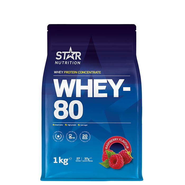 Star Nutrition Whey-80 Vassleprotein 1 kg Hallon