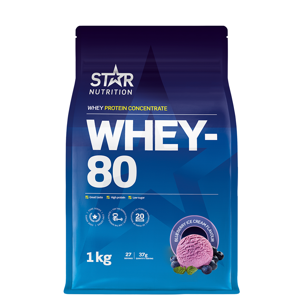 Star Nutrition Whey-80 Vassleprotein 1 kg Blueberry Ice Cream