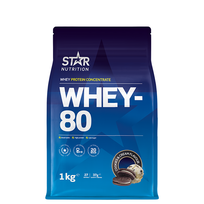 Star Nutrition Whey-80 Vassleprotein 1 kg Cookies and Cream
