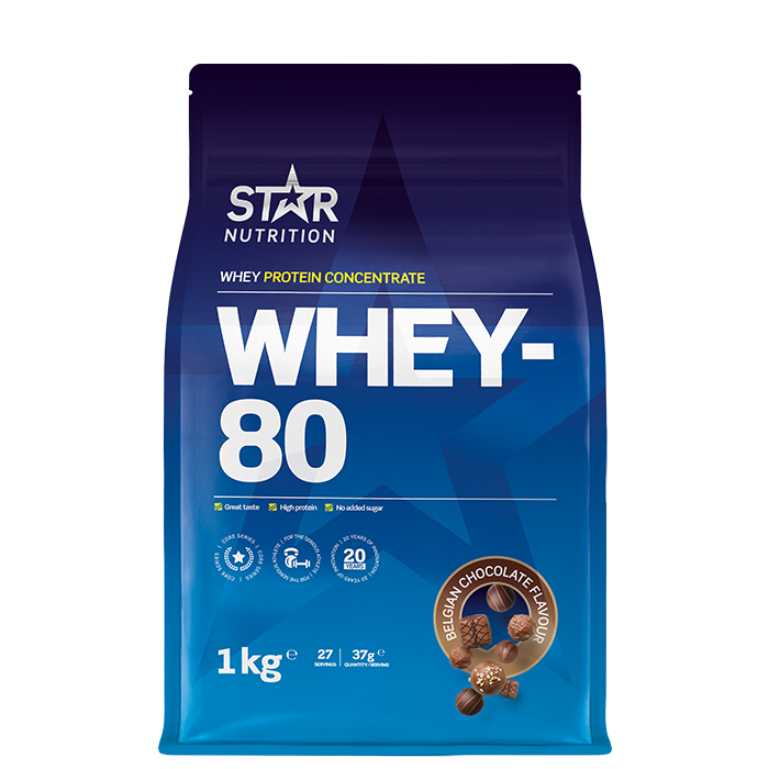Star Nutrition Whey-80 Vassleprotein 1 kg Belgian Chocolate