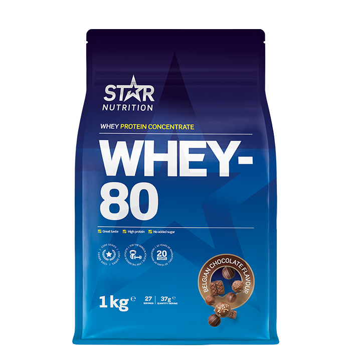 Star Nutrition Whey-80 Vassleprotein 1 kg Belgian Chocolate
