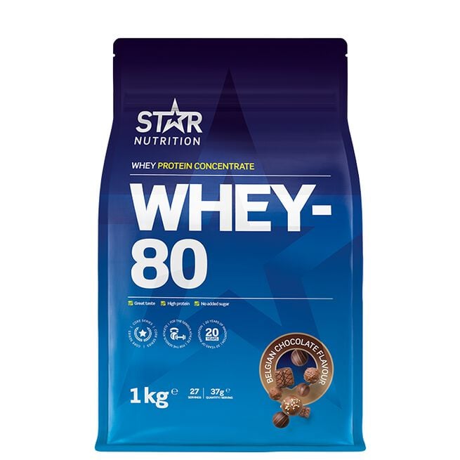 Star Nutrition Whey-80 Vassleprotein 1 kg Belgian Chocolate