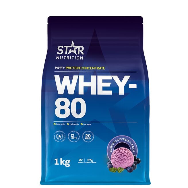 Star Nutrition Whey-80 Vassleprotein 1 kg Blueberry Ice Cream