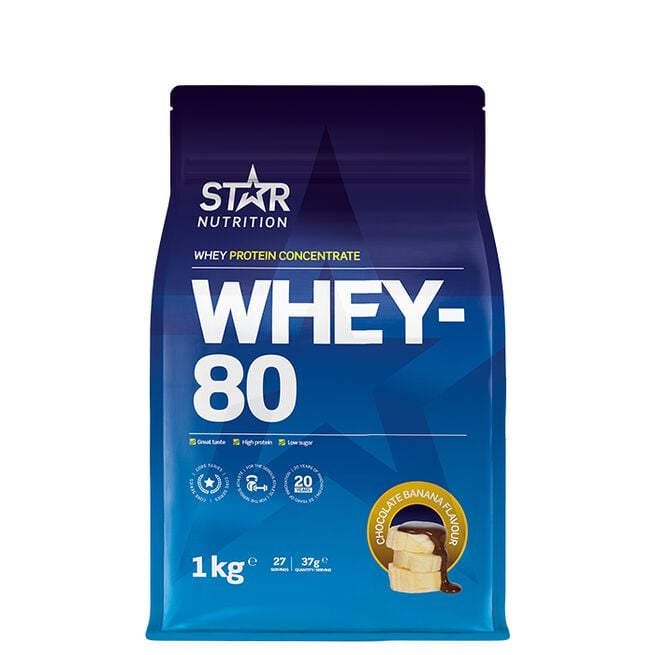 Star Nutrition Whey-80 Vassleprotein 1 kg Chokladbanan