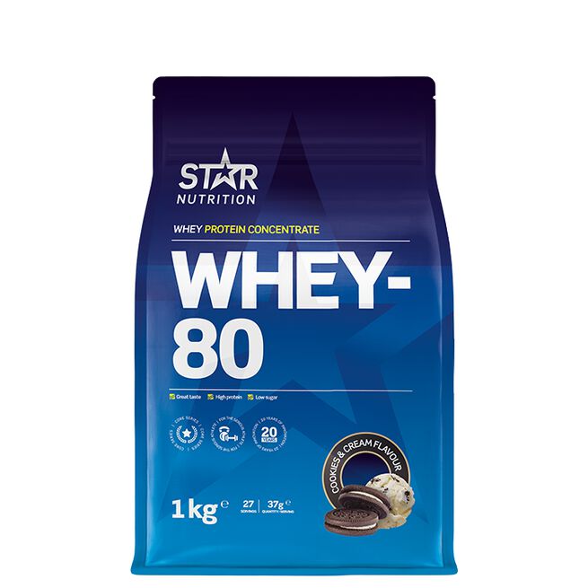 Star Nutrition Whey-80 Vassleprotein 1 kg Cookies and Cream (Dessert)