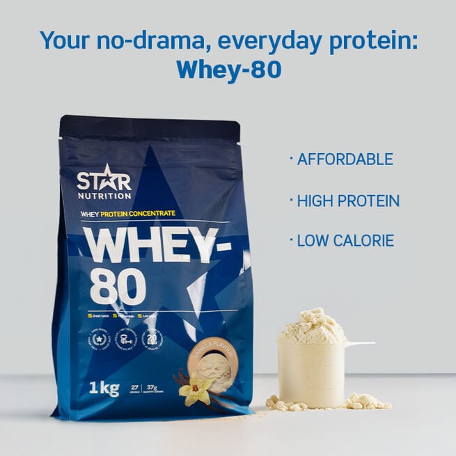 Star Nutrition Whey-80 Vassleprotein 1 kg Vanilj