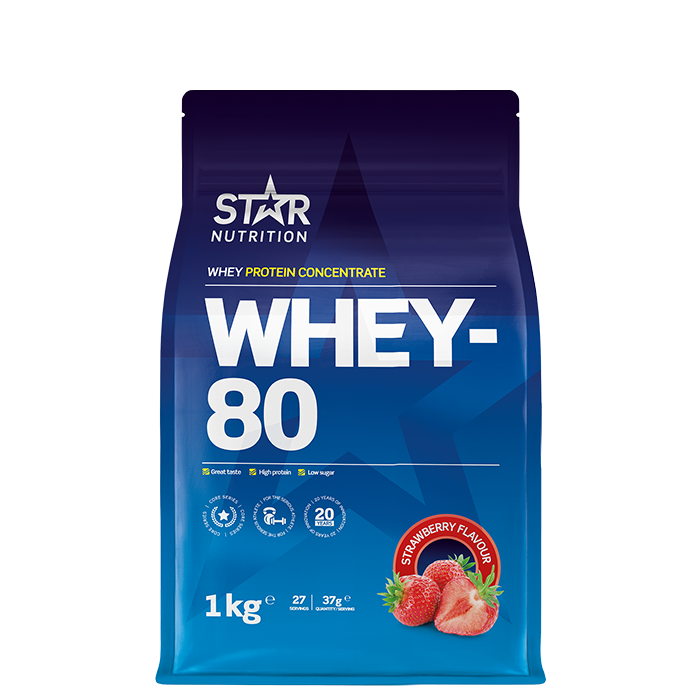 Star Nutrition Whey-80 Vassleprotein 1 kg Jordgubb