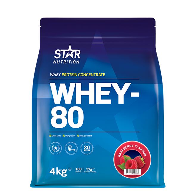 Star Nutrition Whey-80 Vassleprotein 4 kg Hallon