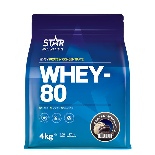 Star Nutrition Whey-80 Vassleprotein 4 kg Cookies and Cream