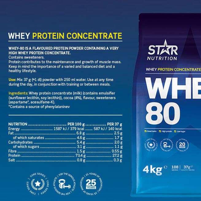 Star Nutrition Whey-80 Vassleprotein 4 kg Double Rich Chocolate