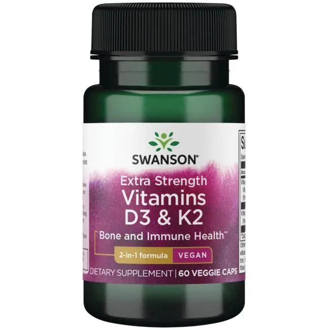 Swanson Extra Strength D3 & K2 (5.000 IU & 100 mcg) - 60 veg caps
