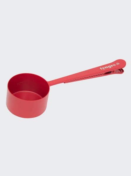 Tyngre Metallskopa med klämma, röd, 100 ml