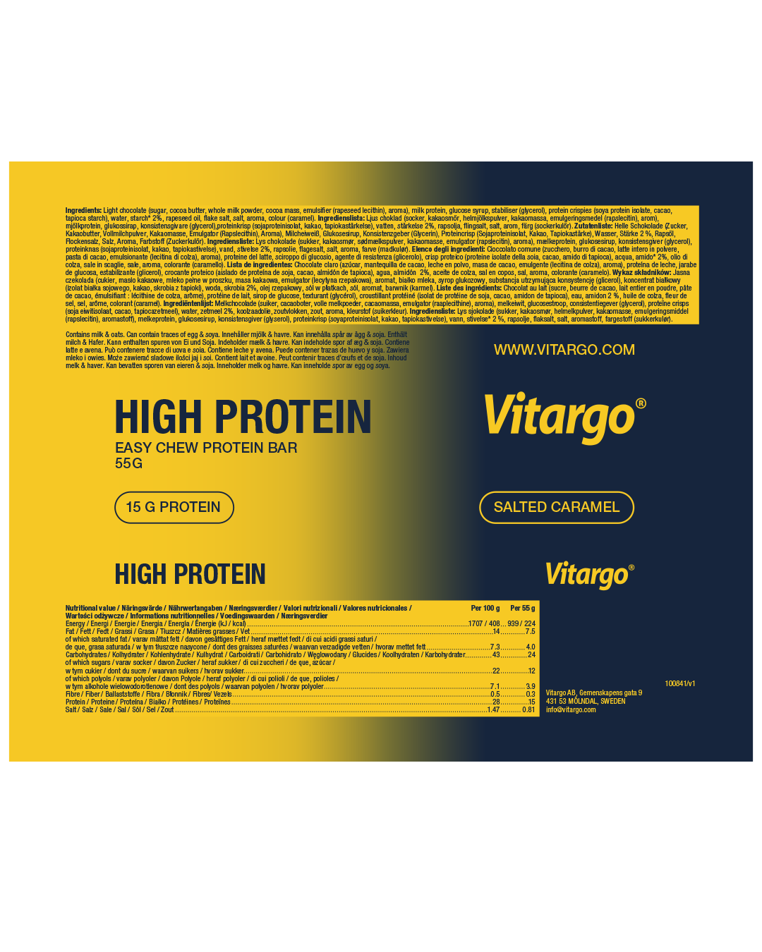 Vitargo Vitargo High Protein Bar — 55g x 12-pack
