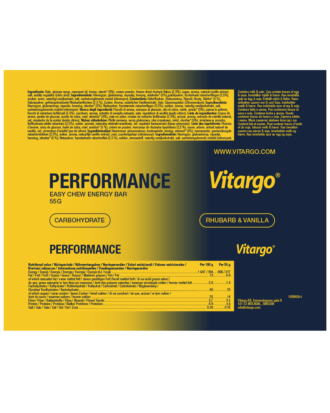 Vitargo Vitargo Performance Bar — 55g x 12-pack